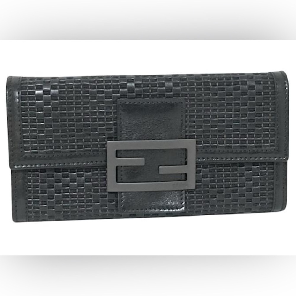 Fendi Zucca Black Textured Leather Wallet